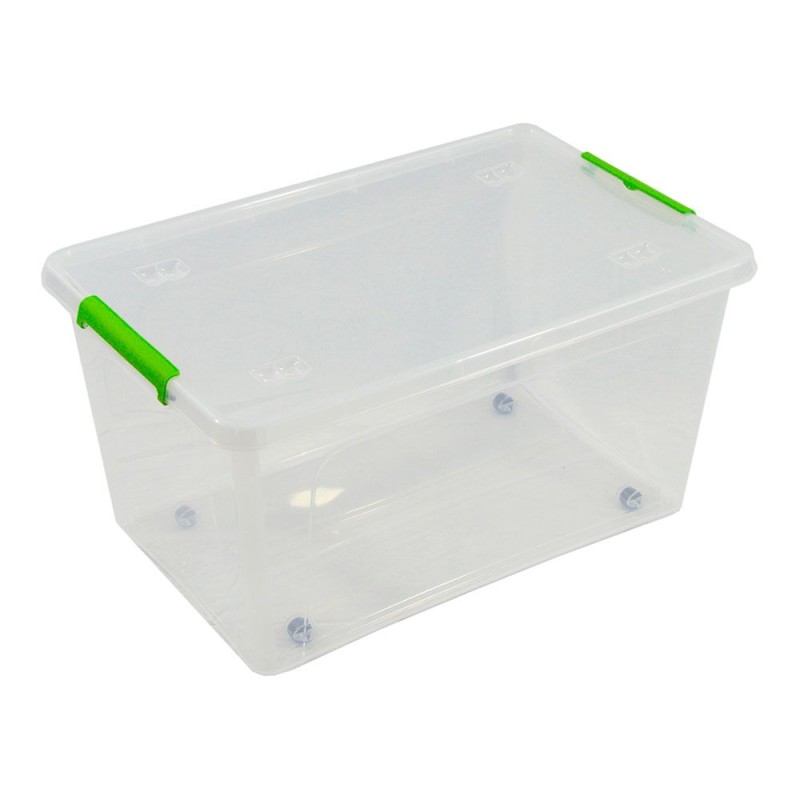 Caja transparente multiusos con ruedas 44 l 58,5 x 39 x 30 cm