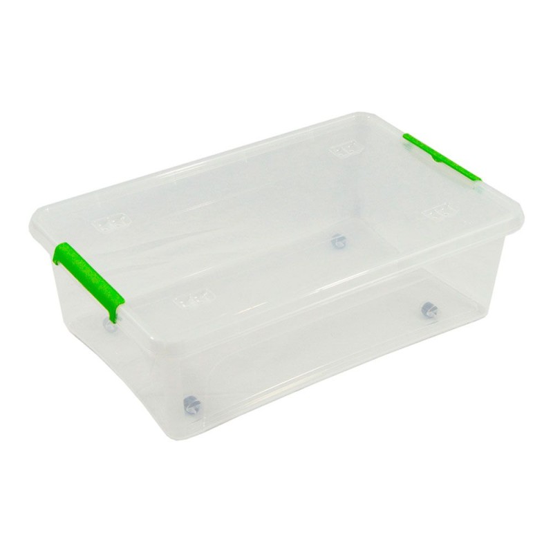 Caja transparente multiusos con ruedas 29 l 58,5 x 39 x 17 cm