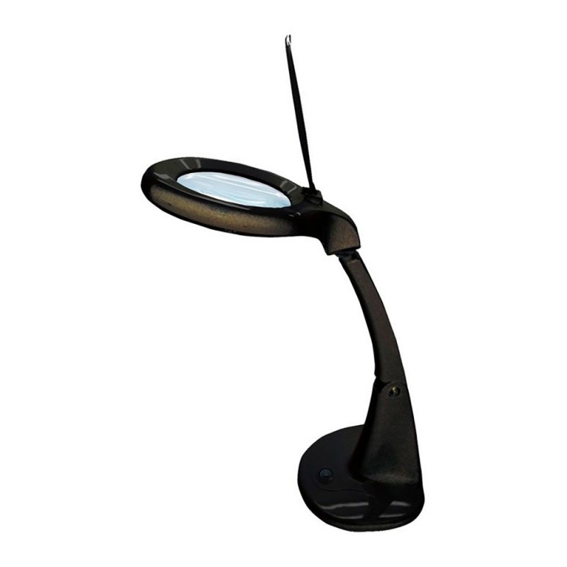 Flexo led lupa aumento 3x 12x, 4 w 300 lm 6500k, negro, 190 x 380 mm