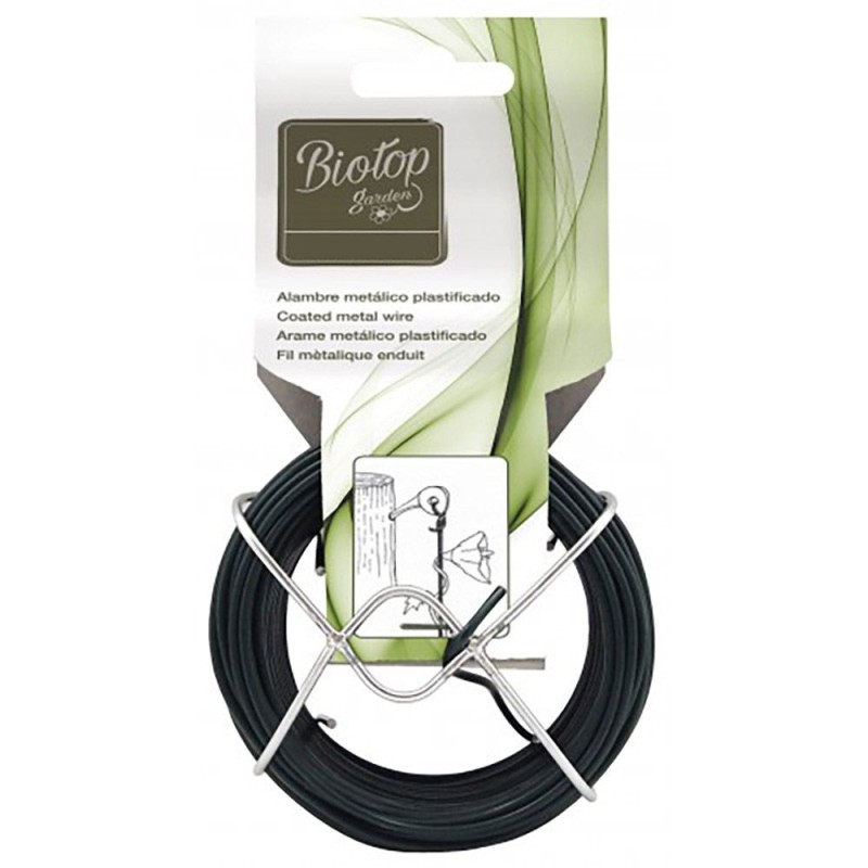 Alambre metálico plastificado verde, ø2 mm x 15 m