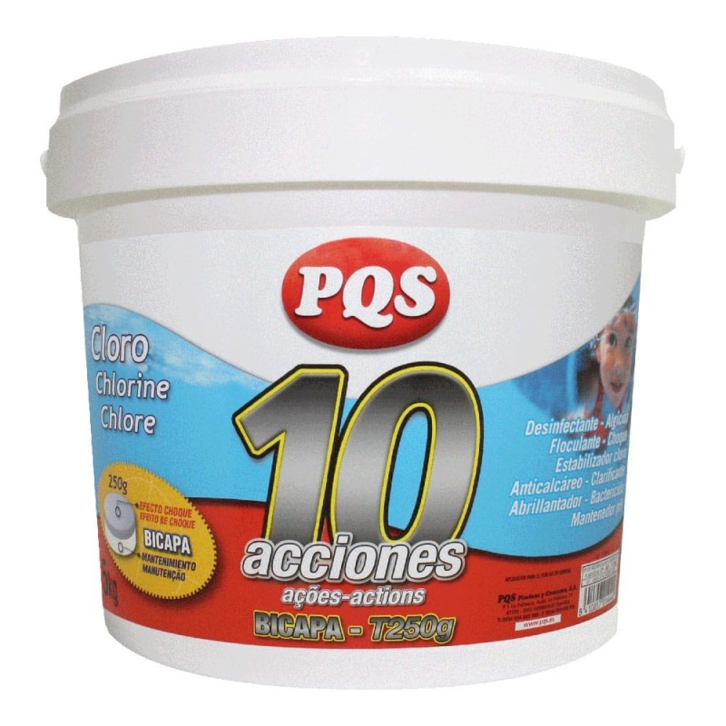 Cloro 10 acciones bicapa, tabletas de 250 g, bote 5 kg