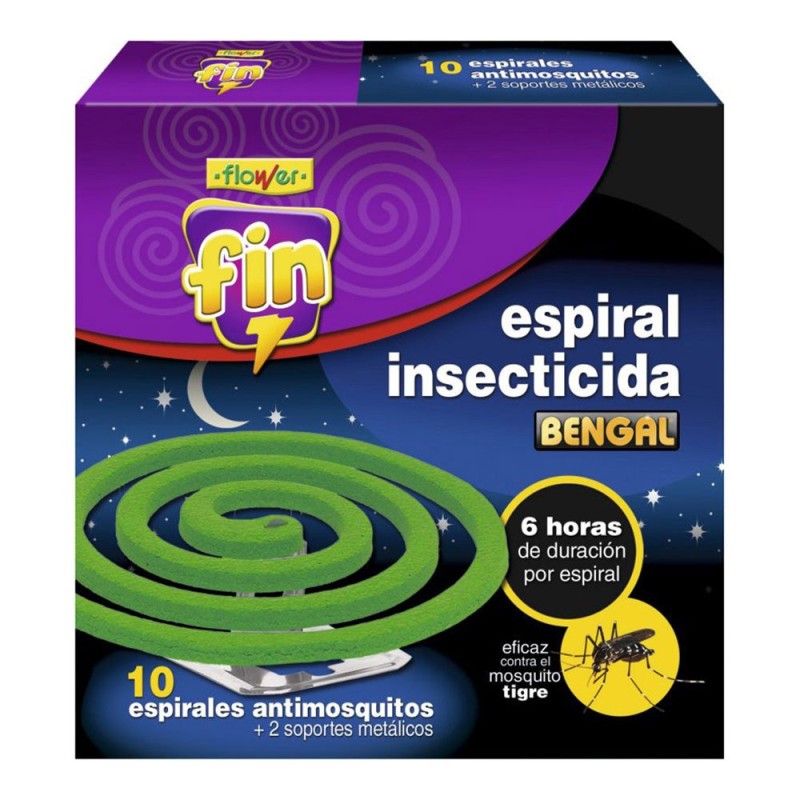 Espiral insecticida fin, 10 uds + 2 soportes