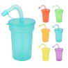 Vasos con tapa y pajita colores surtidos 6 uds