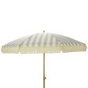 Parasol de jardín de rayas taupe y blanco con flecos, ø183 x 200 cm