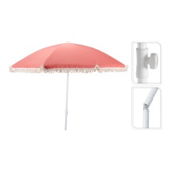 Sombrilla de playa coral con borlas, ø160 x 200 cm