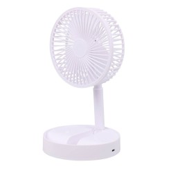 Ventilador de sobremesa plegable y recargable blanco, 3 velocidades, ø165 x 360 mm