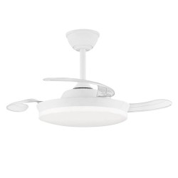 Ventilador techo, led 3cct, aspas retráctiles, milky s eco, 39 w, 3822 lm, blanco, ø92 cm, plafón ø39 cm, altura 32 - 42 cm