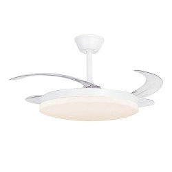 Ventilador techo, led 3cct, aspas retráctiles, milky l evo smart, 72 w, 7920 lm, blanco, ø120 cm, plafón ø48 cm, altura 32 - ...