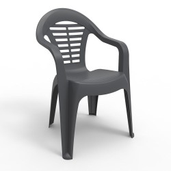 Silla apilable menorca, color antracita, 54 x 58 x 86 cm