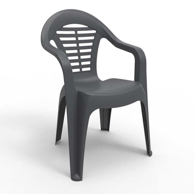 Silla apilable menorca, color antracita, 54 x 58 x 86 cm