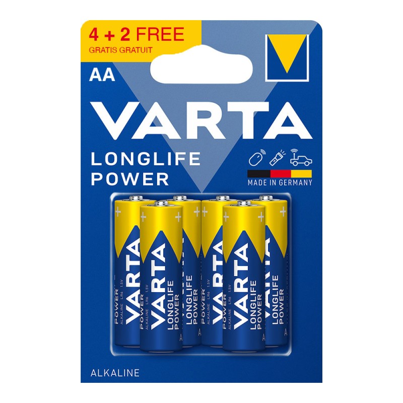 Pila alkalina longlife power aa - lr06 (blister 4+2 uds) ø14,5 x 50,5 mm