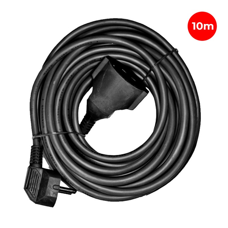 Prolongador con 1 toma 2p+t 16a 250v~ 10 m de cable h05vv-f 3g1,5mm, negro