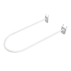 Gancho expositor media circunferencia cerrado base reforzada blanco