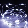 Guirnalda a pilas, función fija, 40 leds, cable alambre plateado, luz blanca fría, 195 cm