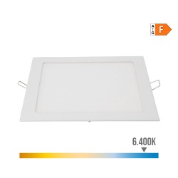 Downlight led empotrable cuadrado 20 w luz fria 6400 k 1500 lm blanco 22 x 22 cm