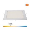 Downlight led empotrable cuadrado 20w luz dia 4000 k 1500 lm color cromado 22 x 22 cm