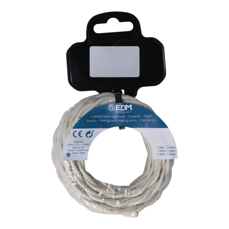 Carrete cable textil trenzado h03vv-f 2 x 0,75 mm beige, 5 m