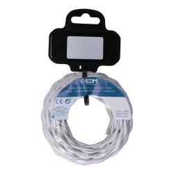 Carrete cable textil trenzado h03vv-f 2 x 0,75 mm gris plateado, 5 m