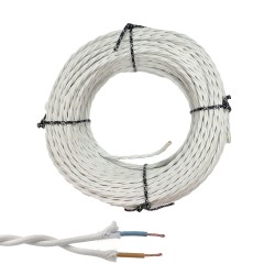 Cable paralelo textil trenzado h05vv-f 2 x 1,50 mm blanco euro/m