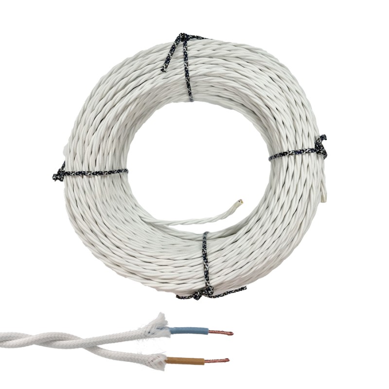 Cable paralelo textil trenzado h07v-k 2 x 2,50 mm blanco euro/m