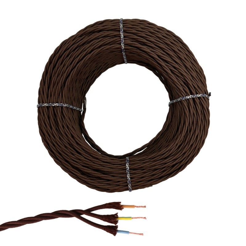 Cable paralelo textil trenzado h05vv-f 3 g 1,50 mm marrón euro/m