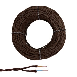 Cable paralelo textil trenzado h05vv-f 2 x 1,50 mm marrón euro/m