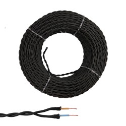 Cable paralelo textil trenzado h05vv-f 2 x 1,50 mm negro euro/m