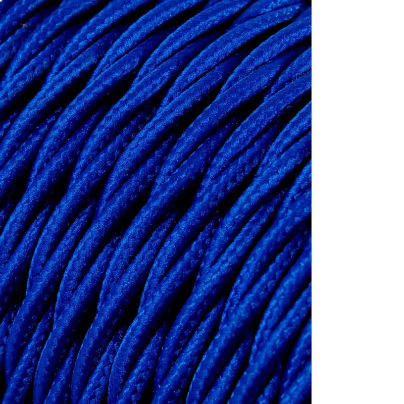 Carrete cable textil trenzado h03vv-f 2 x 0,75 mm azul, 25 m