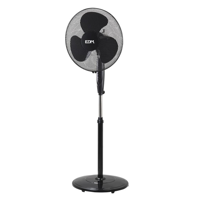 Ventilador de pie base circular, negro, potencia 45 w 55,6 db aspas ø40 cm, altura regulable 110-130 cm