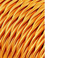 Carrete cable textil trenzado h03vv-f 2 x 0,75 mm oro oscuro, 25 m