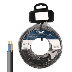 Carrete cable paralelo plano vvk(h2) 06/1kv 2 x 2,50 mm negra, 5 m