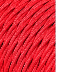 Carrete cable textil trenzado h03vv-f 2 x 0,75 mm rojo, 25 m