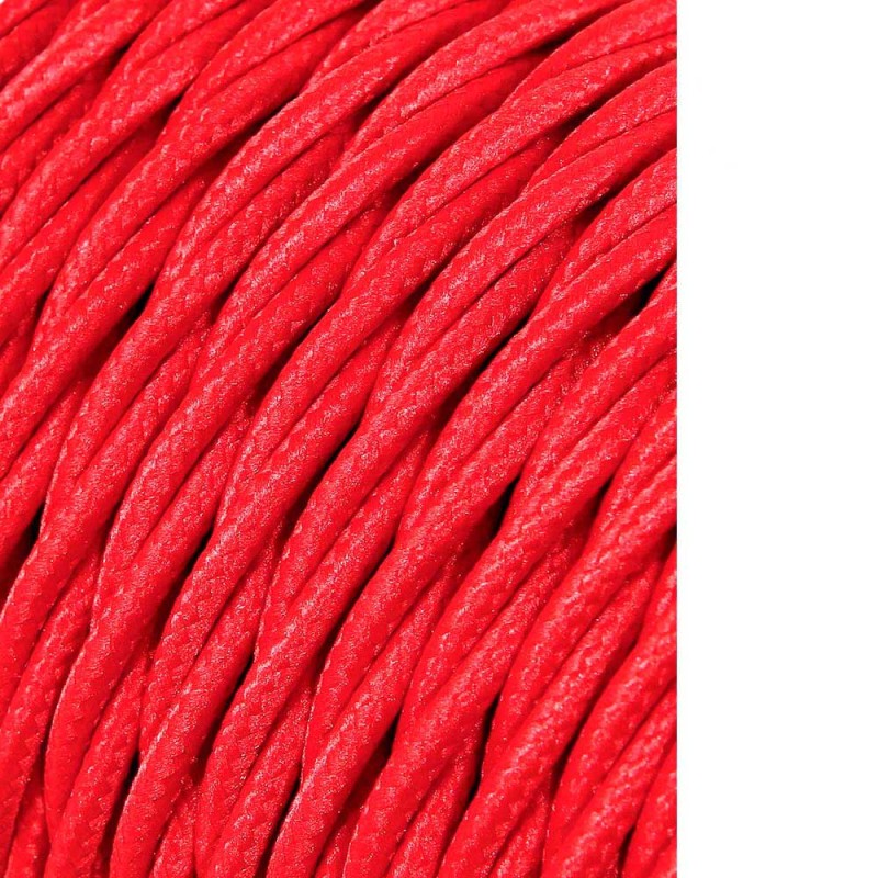 Carrete cable textil trenzado h03vv-f 2 x 0,75 mm rojo, 25 m