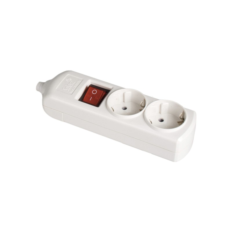 Base bipolar 2 tomas con t/tl 10/16 a 250 v blanco + interruptor luminoso.