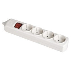 Base bipolar 4 tomas con t/tl 10/16 a 250 v blanco + interruptor luminoso.