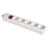 Base bipolar 5 tomas con t/tl 10/16 a 250 v blanco + interruptor luminoso.