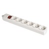 Base bipolar 6 tomas con t/tl 10/16 a 250 v blanco + interruptor luminoso.