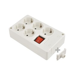 Base multiple 5 tomas t/tl 10/16 a 250 v blanco + interruptor luminoso
