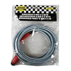 Desatascador de tuberias metalico flexible, 5 m x 8 mm