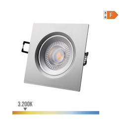 Downlight led empotrable cuadrado 5 w 3200 k luz calida color cromo 9 x 9 cm
