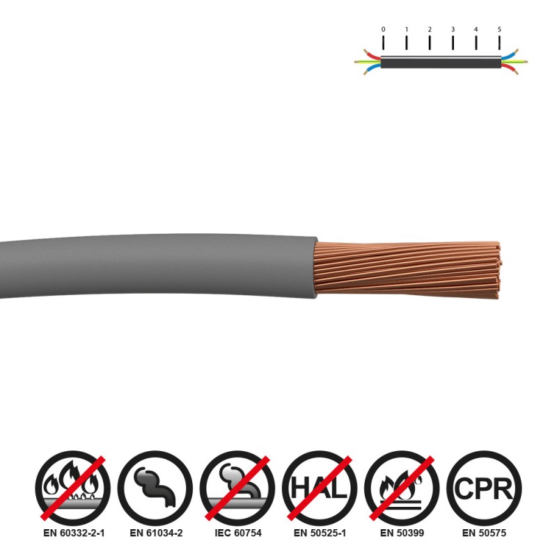 Cablecillo h07z1-k 4,00 mm gris euro/m