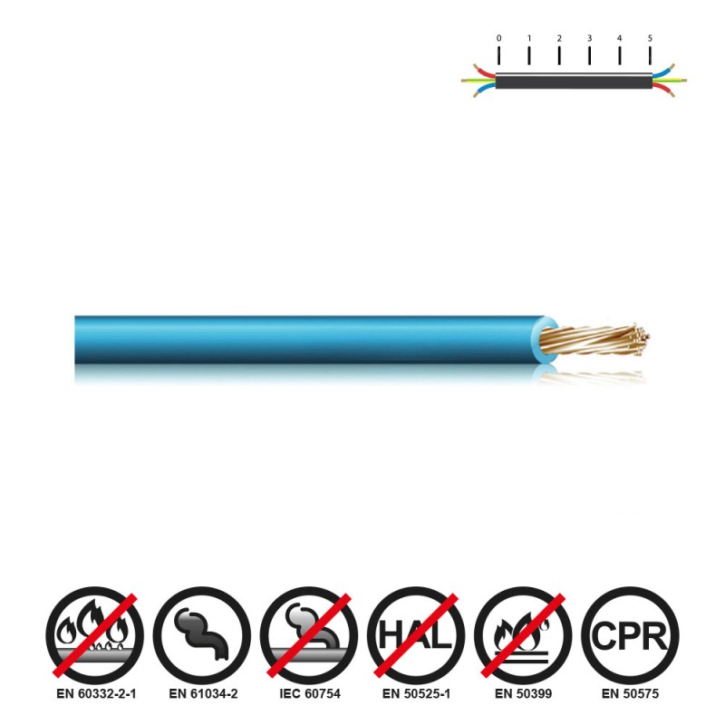 Cablecillo h07z1-k 6,00 mm azul euro/m