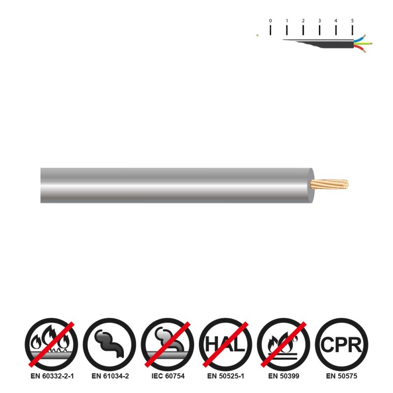Cablecillo h07z1-k 6,00 mm gris euro/m